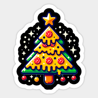 Pizza Xmas Tree, Christmas Style Pizza Lover Sticker